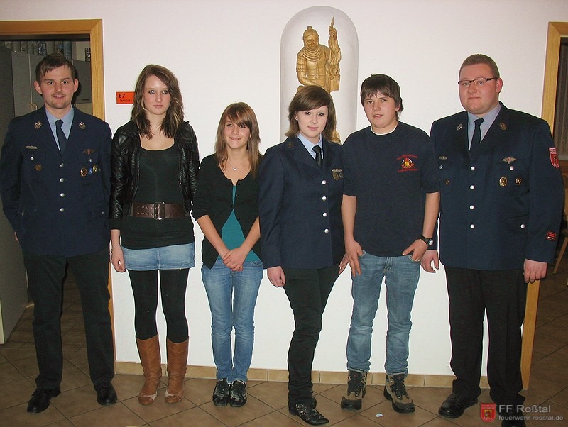 Bild 4 von 4 von links: 2. Jugendwart Steffen Freitag, Kassenpr&uuml;ferinnen Alina S. und Nicole Kneissl, 1.Jugendsprecherin Anja L&auml;mmermann,   2. Jugendsprecher Markus Bogend&ouml;rfer, 1. Jugendwart Stefan Oppelt
